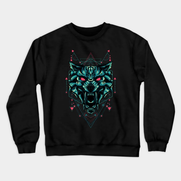 The Green Wolf sacred geometry Crewneck Sweatshirt by secondsyndicate